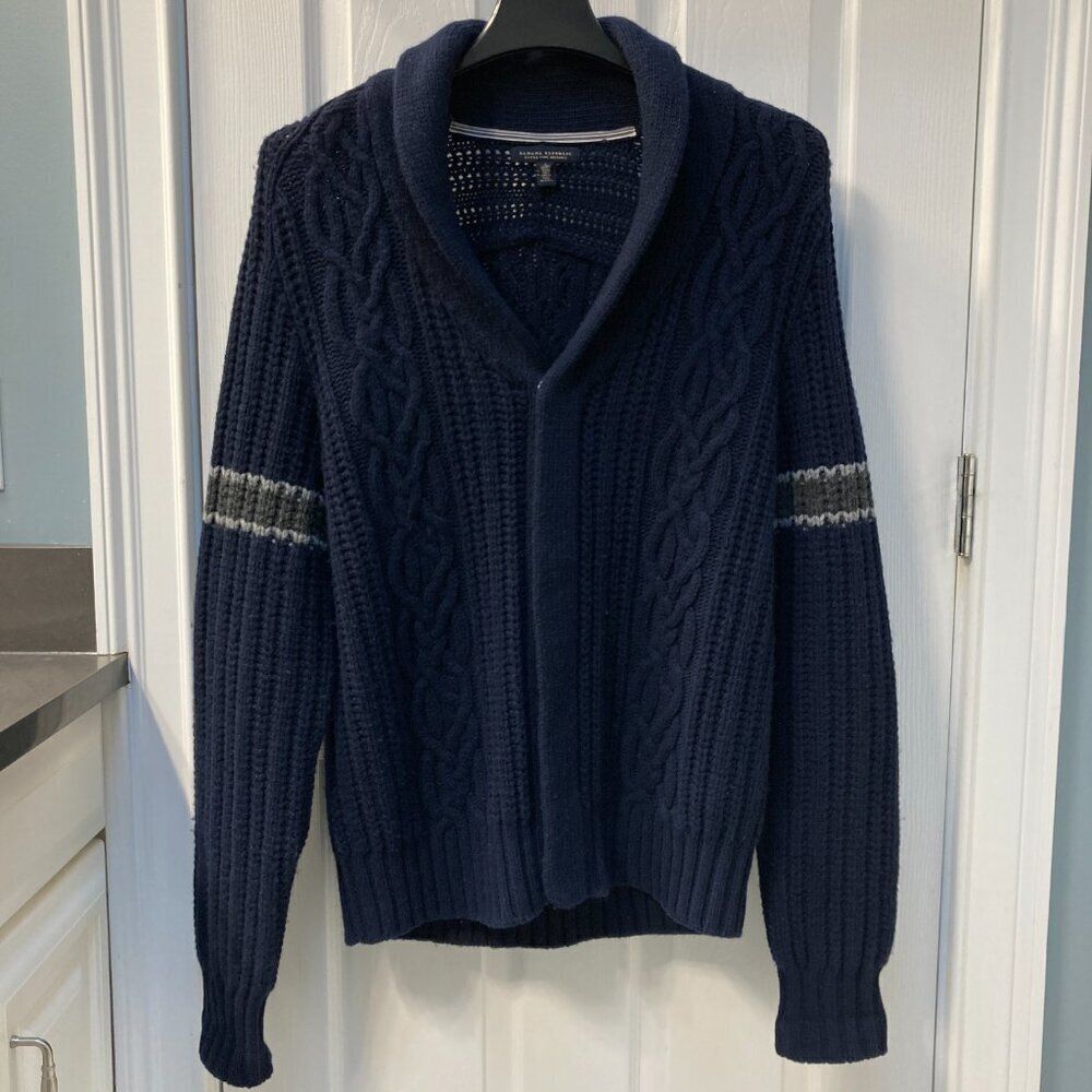Banana Republic Wool Full Zip Snap Button Cardigan Sweater Cowl Neck Size Large